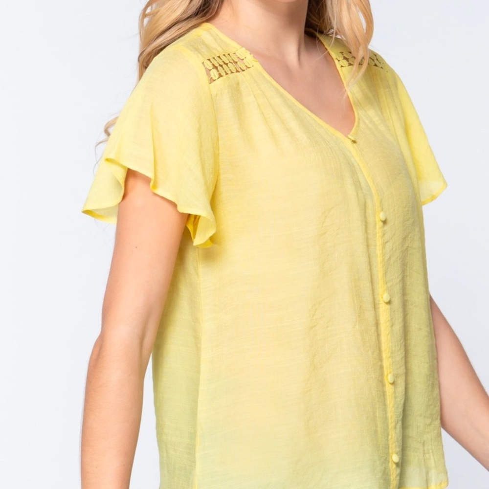 Yellow Button-Down Women's Top - SMALL - Picture 3 of 4